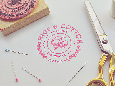 Hide & Cotton Stamp badge circle cotton craft hide pink sew sewing stamp type typography
