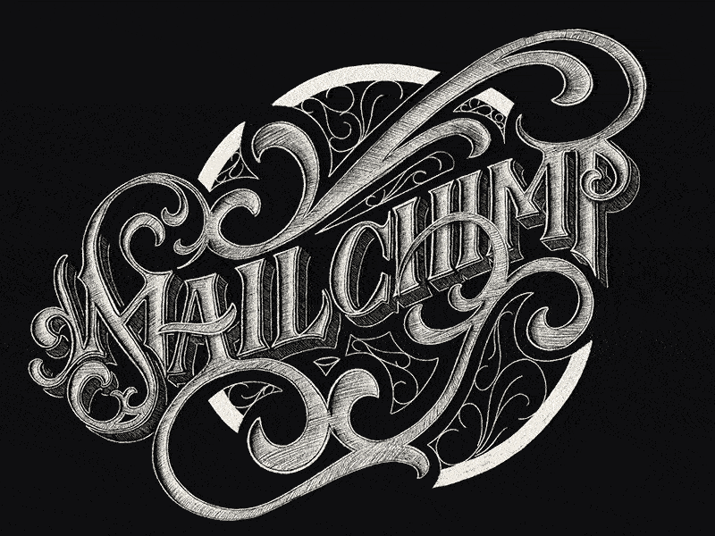 Chimpenstein black black and white black letter gothic hand lettering lettering mailchimp typography