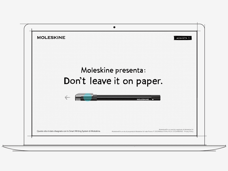 Don't leave it on paper by Moleskine artdirection branding interaction landing motion paper uiux