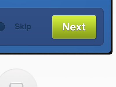 Next app blue button green intro iphone slider