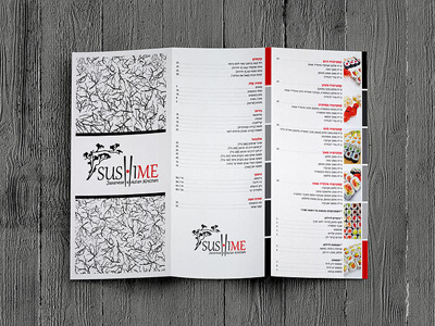 Menu design for a sushi restaurant