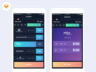 Flights App Design Concept app appdesign creativemarket design graphicdesign iphone7 mobile ui userinterface ux