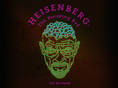 Heisenberg "The Breaking Bad" 80s heisenberg lineart neon poster the breaking bad vector