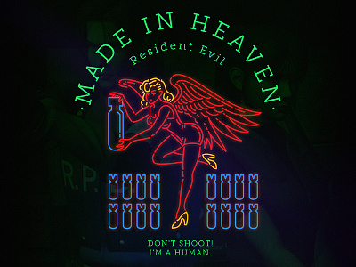 Made In Heaven "Residen Evil 2" 80s lineart made in heaven neon poster residen evil 2 vector