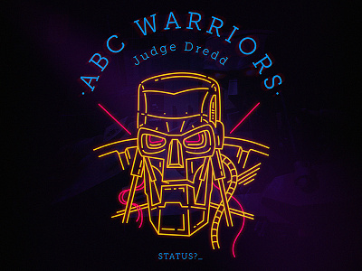 ABC Warriors "Judge Dredd" 80s abc warriors comics comix judge dredd lineart neon poster robot vector