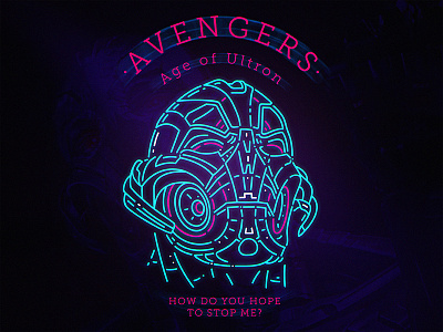 Avengers "Ultron" 80s avengers comics lineart marvel neon poster ultron vector