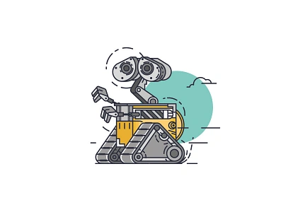 Wall e disney flatdesign icon illustration pixar walle