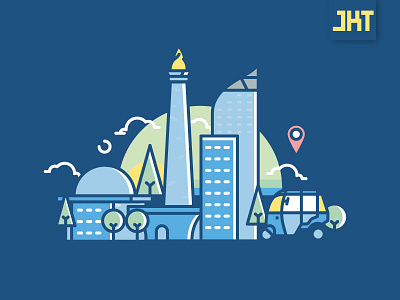 Senja di Jakarta icon illustration jakarta