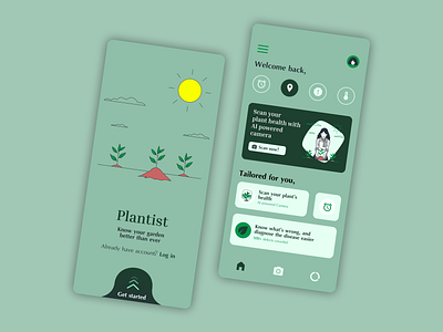 Plantist- Garden maintenance app concept colors and shapes design garden graphic design green illustration interaction design mobile app ui user ux