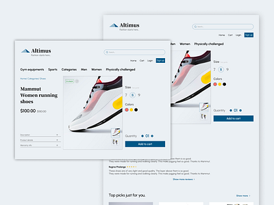 Altimus- Website product page design