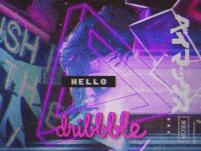 Hello, Dribbble! after c4d compositing debut effects first graphics motion neon shot vapourware
