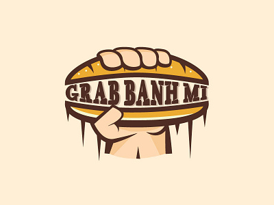 Grab Banh Mi bakery banhmi bread grab hand icon logo vietnam