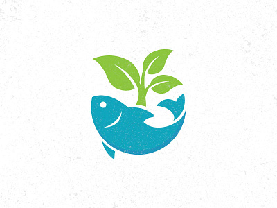 Fish blue fish green icon leaf leaves logo