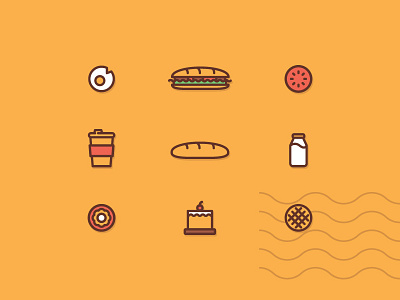 Icon bakery bread coffee egg icon illustration milk