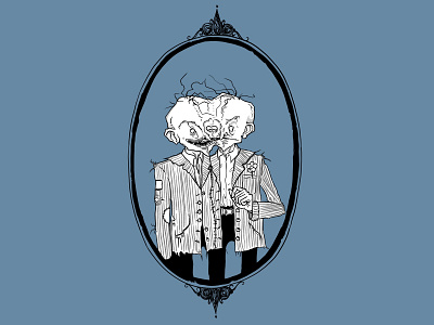 twins character creepy design frame illustration