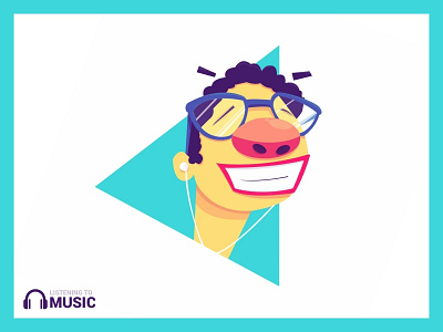 Listening to Music character design headphone illustration music smile typography