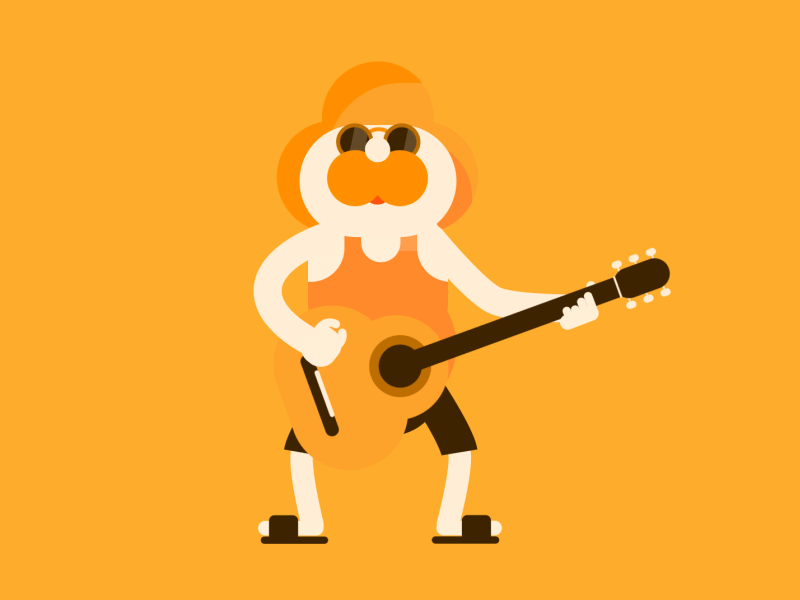 Guitarman after effects animation character flat gif guitar hippie motion music rubberhose