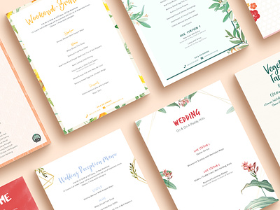 Wedding Menu Designs art design floral fun graphic design illustration menu card menu design typography