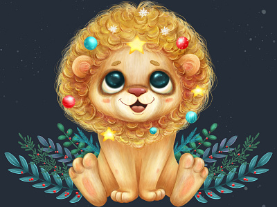 lion cub animal children illustration digital art illustration