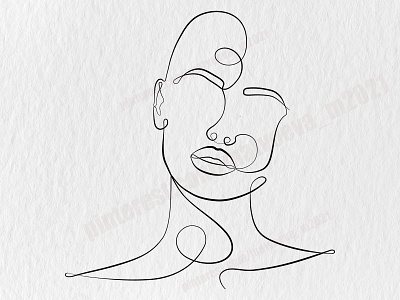 Abstract linear woman face abstract art design eps10 face femele illustration line linear one vector woman