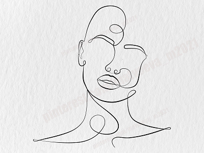 Abstract linear woman face