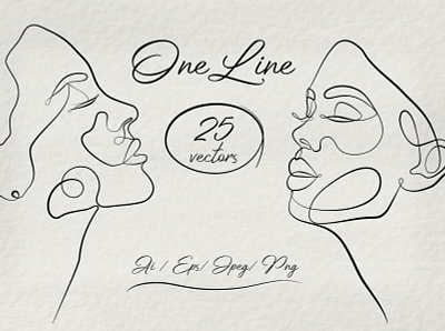 One line abstract design eps10 face femele illustration line linear vector woman