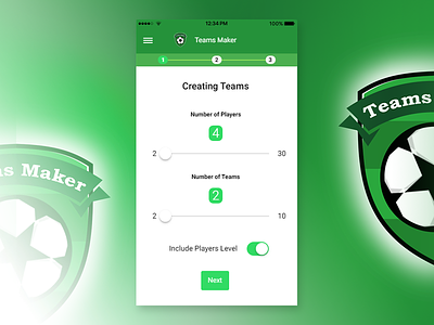 Teams Maker App app application green maker teams ui