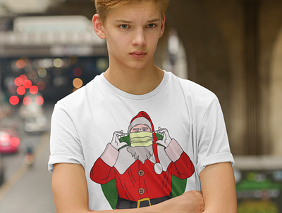 Santa Claus christmas covid design drawing graphic design illustration mask santa claus tshirt