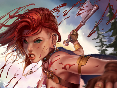 Red Sonja, Vol. 5 #28 Cover 80s art book comic comics cover drawing illustration painting red sonja