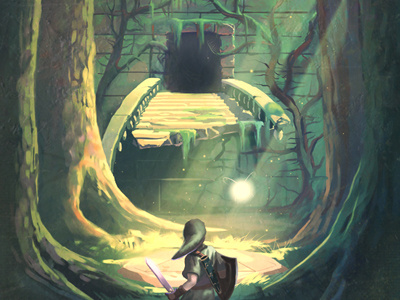 Forest Temple fantasy forest link nintendo painting zelda