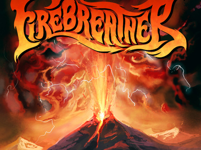 FireBreather digital painting flyer local metal music volcano