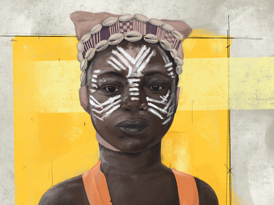 African boy africa african app art black boy brush font hat illustration kid makeup nature paint portrait procreate tribe wild yellow kid