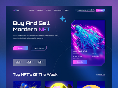 NFT Marketplace blockchain buy nft crypto cryptoart cryptocurrency defi design futuristic holographic meta metaverse nft non fungible token open sea ui unlikeothers ux web design web3 website