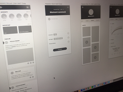 Wireframe app grey kids network profile screenshot social ux wip wireframe