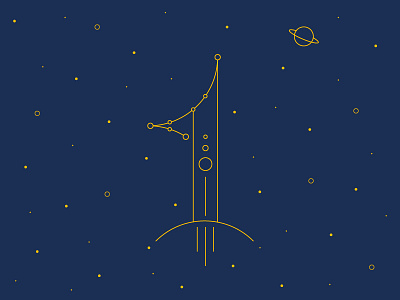 One in space 36daysoftype dribbble graphic design illustration letter lineart logo space type typo typography vector