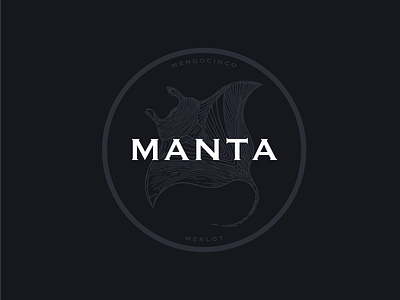 Manta Merlot branding illustration logo manta ray wine