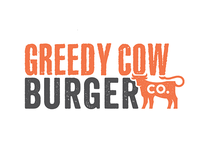 Greedy Cow Burger Co. black brand burger clean company cow greedy logo orange simple texture