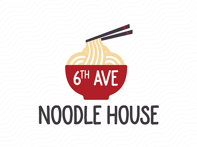 6th Ave Noodle House avenue brand house logo noodle pattern red six waves