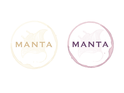 Manta Wine brand logo manta ray red stain watercolor white wine