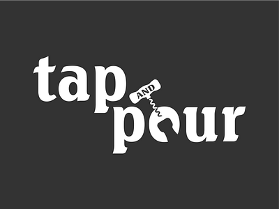 Tap & Pour bottle brand corkscrew logo logo 3d minimal minimalistic opener simple wine