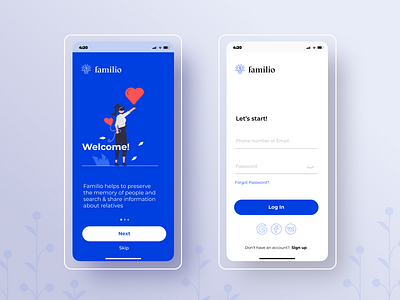 Familio - Genealogical App (Welcome Screens)