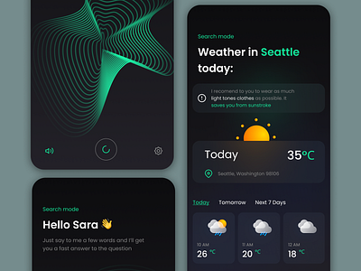 Weather App UI Concept | Voice Assistant