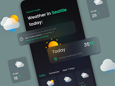 Weather App UI Concept | Voice Assistant