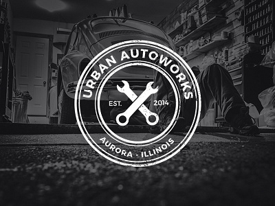 Urban AutoWorks Logo auto badge cars logo maintenance repair tools vehicles wrench