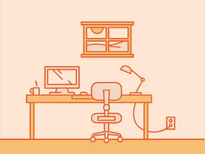 Space [GIF] building coffee computer focus lab gif illustration office orange typewriter vector window