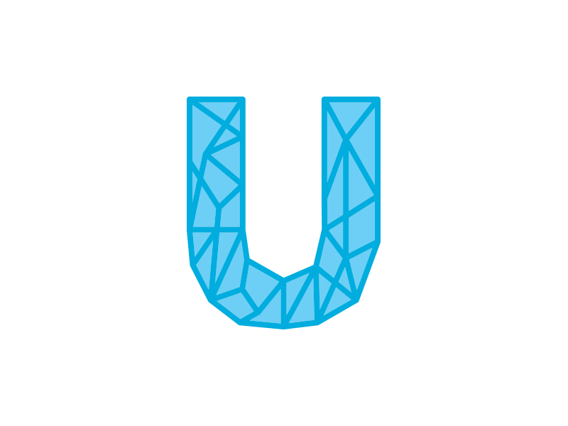 U (gif — it moves!) blue brand branding dynamic flexible focus lab gif learning logo mark motion u you
