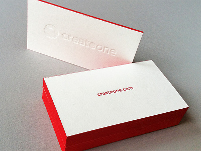 createone business cards business card card deboss duplex focus lab logo photo print red trim