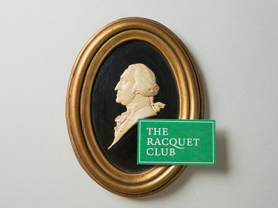 The Racquet Club club crest green logo mark ping pong racquet table tennis typography