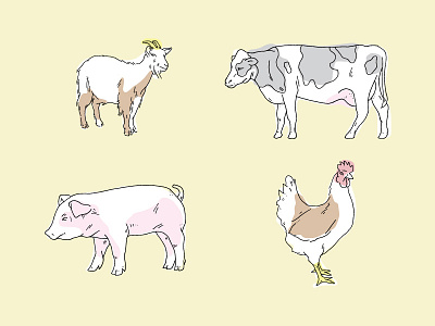 Animal Farm animal animal farm brand chicken cow farm goat illustration orwell pig