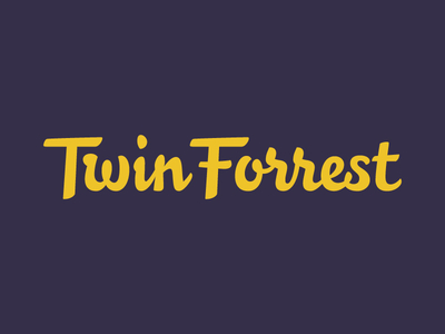 TF cursive custom lettering letters logo purple script typography yellow